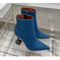 Best Product Amina Muaddi Jahleel Ankle Boot with 95MM Heel Blue Denim 238307