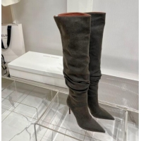 Lowest Price Amina Muaddi Jahleel Thigh High Boot 95MM ST Heel Dark Grey Denim 238306