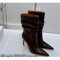 Duplicate Amina Muaddi Jahleel Short Boots 9.5cm in Nappa Leather Chocolate Brown 804077