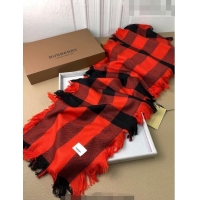 New Style Burberry Check Long Scarf with Fringe 35x240cm BR09131 Red 2023