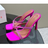 Trendy Design Amina Muaddi Adriana Crystal Slide Sandals 10.5cm in Satin Dark Pink 091165