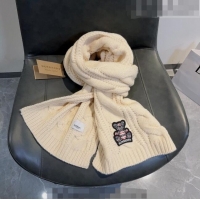 Buy Discount Burberry Knit Long Scarf with Bear 35x175cm BR09191 White 2023