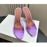 Pretty Style Amina Muaddi Alexa Glass Slide Sandals 10.5cm in PVC Purple 091171