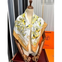 Famous Brand Hermes Horse Silk Sqaure Scarf 90x90cm HS09191 Gold 2023