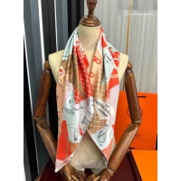 Low Cost Hermes Block Silk Sqaure Scarf 90x90cm HS09192 Orange 2023