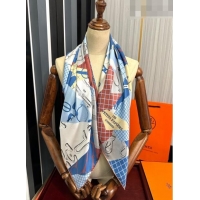 Super Quality Hermes Block Silk Sqaure Scarf 90x90cm HS09192 Blue 2023