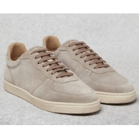 Top Grade Bruno Cucinelli Washed Suede Sneakers With Natural Rubber Sole C6465 For Men