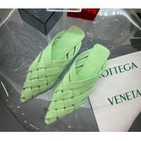 Charming Bottega Veneta Alfie Slipper Flat Mules in Intreccio Leather Light Green 524056