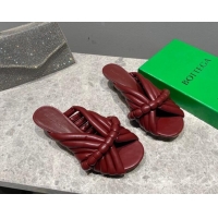 Buy Luxury Bottega Veneta Padded Leather Heel Slide Sandals 4cm Burgundy 0619051