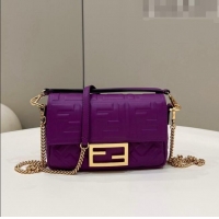 Hot Sell Cheap Fendi Baguette Mini Nappa Leather Bag 0191S Dark Purple 2023