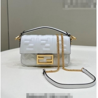 New Style Fendi Baguette Mini Nappa Leather Bag 0135S White 2023