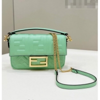 Low Cost Fendi Baguette Mini Nappa Leather Bag 0135S Light Green 2023