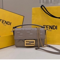 Inexpensive Fendi Baguette Mini Nappa Leather Bag 0135S Grey 2 2023