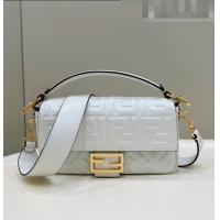 Top Quality Design Fendi Baguette Medium Nappa Leather Bag 0135AM White 2023