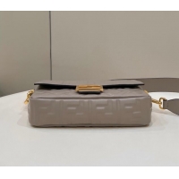 Best Luxury Fendi Baguette Medium Nappa Leather Bag 0135AM Grey 2023