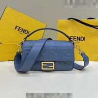 Unique Grade Fendi Baguette Medium Nappa Leather Bag 0135AM Denim Blue 2023