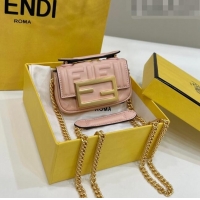 Promotional Fendi Nano Baguette Chain Mini Bag in FF Nappa Leather 8603S Light Pink 2023