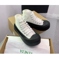 Shop Duplicate Bottega Veneta Jumbo Platform High Top Sneakers in Nylon and Rubber White/Black 0703047