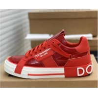 Best Price Dolce&Gabbana Calfskin Custom 2.Zero Low-top Sneakers Red 110323