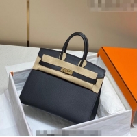 Top Quality Hermes Epsom Birkin 25 Bag HB25 Black/Gold