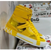 Super Quality Dolce&Gabbana Calfskin Custom 2.Zero High-top Sneakers Yellow 110331