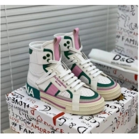 Best Quality Dolce&Gabbana Calfskin Custom 2.Zero High-top Sneakers Green 110335