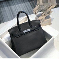 Famous Brand Hermes Birkin 30cm Bag in Togo Calfskin HB30 Black/Silver