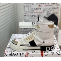 Traditional Discount Dolce&Gabbana Calfskin Custom 2.Zero High-top Sneakers White 110338