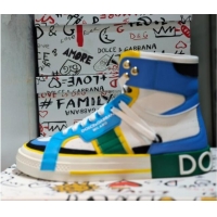 Top Quality Dolce&Gabbana Calfskin Custom 2.Zero High-top Sneakers Light Blue 110339