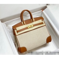 New Fashion Hermes Birkin 25cm Bag in Swift Leather and Canvas HB25 Brown