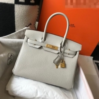 Most Popular Hermes Birkin 30cm Bag in Togo Calfskin HB30 Pearl Grey/Gold