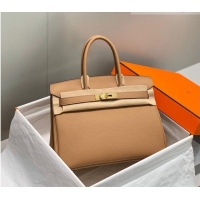 Most Popular Hermes Birkin 30cm Bag in Togo Calfskin HB30 Milky Tea Brown/Gold