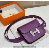 Promotional Hermes Constance Slim Belt Bag H2426 Anemone Purple (Half Handmade)