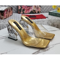 Crafted Dolce&Gabbana PVC Slide Sandals with 7.5cm DG Heel Gold 222128