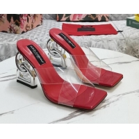 Buy Discount Dolce&Gabbana PVC Slide Sandals with 10.5cm DG Heel Red 222132