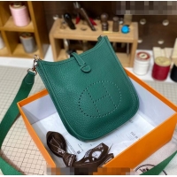 Top Quality Hermes Evelyne Mini Bag 18cm in Togo Calfskin L1306300 Green/Silver