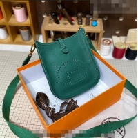 Best Price Hermes Evelyne Mini Bag 18cm in Togo Calfskin L1306300 Green/Gold