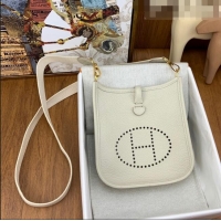 Discount Hermes Evelyne Mini TPM Bag 18cm in Original Togo Leather HB18 Milk White/Gold (Pure Handmade)