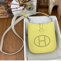 Super Quality Hermes Evelyne Mini TPM Bag 18cm in Original Togo Leather HB18 Chick Yellow/Silver (Pure Handmade)