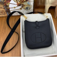 Top Quality Hermes Evelyne Mini TPM Bag 18cm in Original Togo Leather HB18 Black/Gold (Pure Handmade)