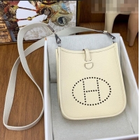 Good Looking Hermes Evelyne Mini TPM Bag 18cm in Original Togo Leather HB18 Cream/Silver (Pure Handmade)