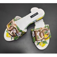 Duplicate Dolce & Gabbana DG Printed Flat Slide Sandals White 071069