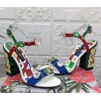 Low Cost Dolce & Gabbana DG Patent Leather Heel Sandals 10.5cm with Crystals White 718002