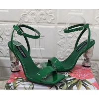 Top Design Dolce & Gabbana Polished calfskin sandals 10.5cm with crystals heel green 902044