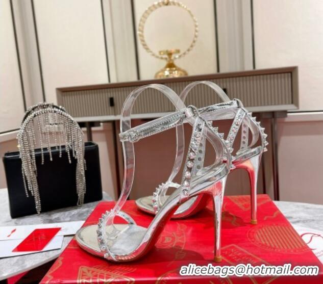 Best Product Christian Louboutin So Me Leather High Heel Sandals 10cm Silver 032040