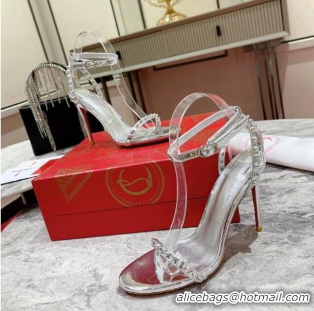 Best Product Christian Louboutin So Me Leather High Heel Sandals 10cm Silver 032040