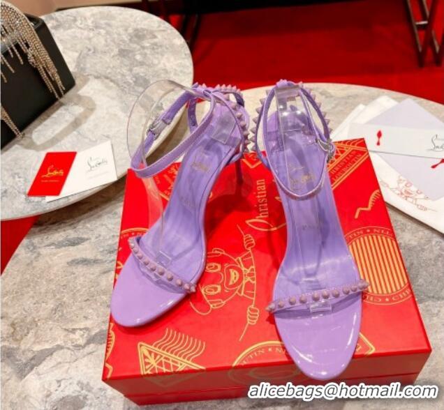 Top Grade Christian Louboutin So Me Patent Leather High Heel Sandals 10cm Purple 032041