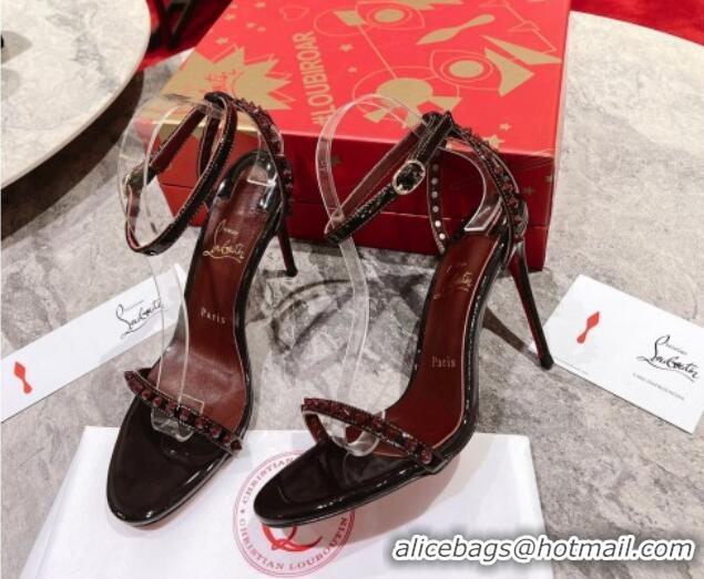 Famous Christian Louboutin So Me Patent Leather High Heel Sandals 10cm Burgundy 032042