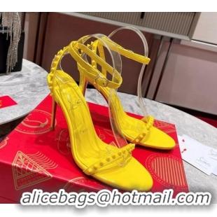 Unique Style Christian Louboutin So Me Patent Leather High Heel Sandals 10cm Yellow 032043