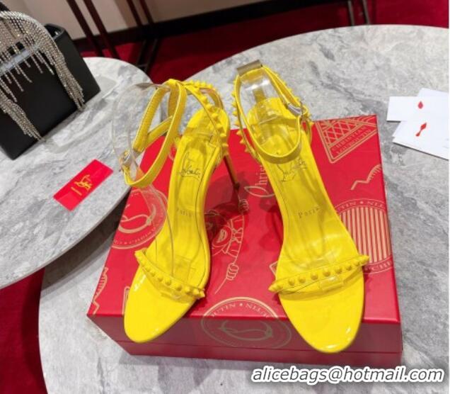 Unique Style Christian Louboutin So Me Patent Leather High Heel Sandals 10cm Yellow 032043